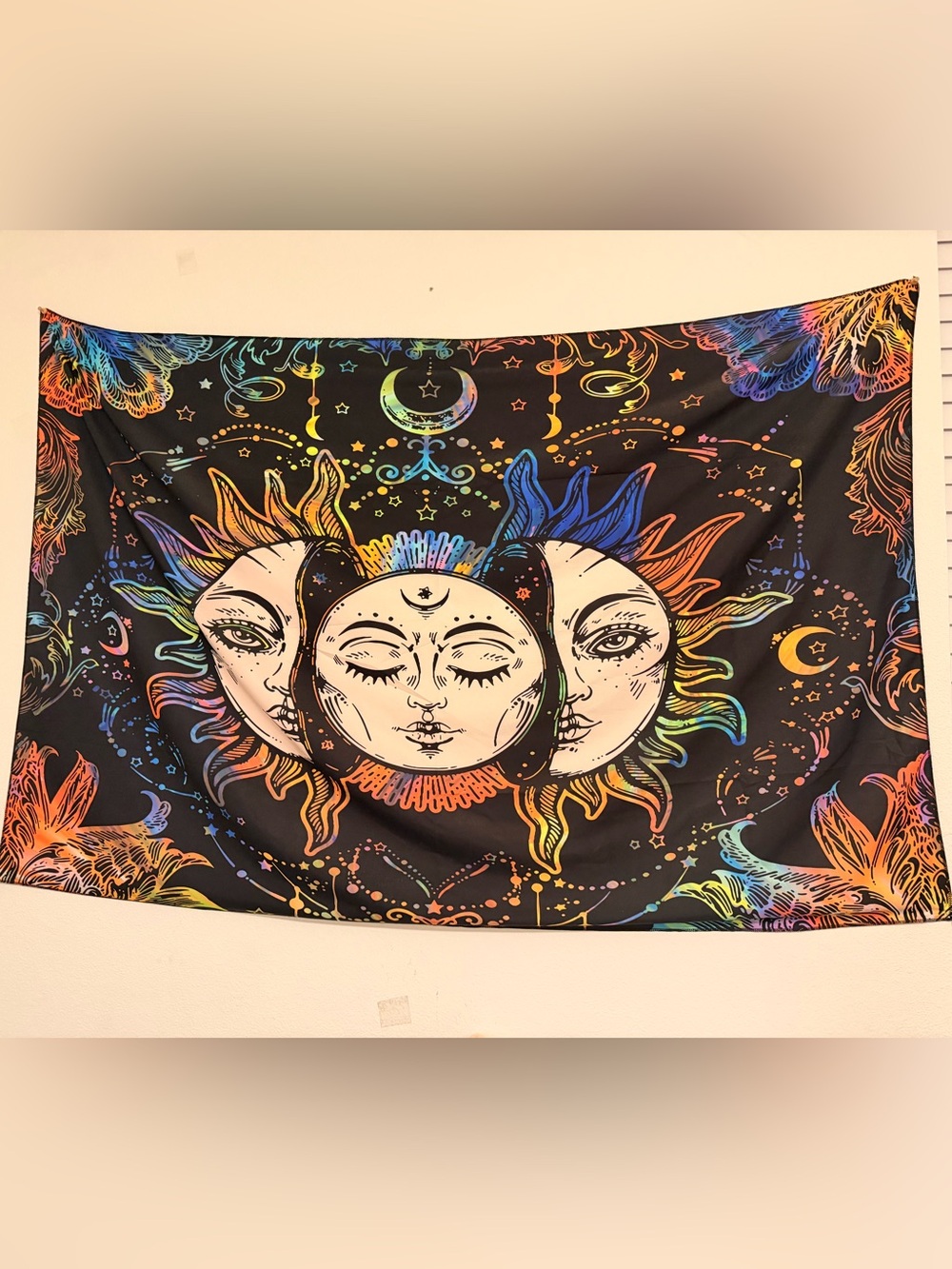Celestial Sun & Moon Tapestry Wall Art - Multicolor